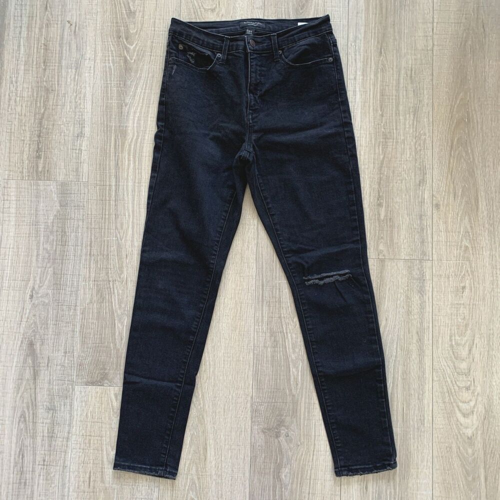 Banana Republic High Rise Skinny Denim Jeans Distressed Black Womens Size 28/6